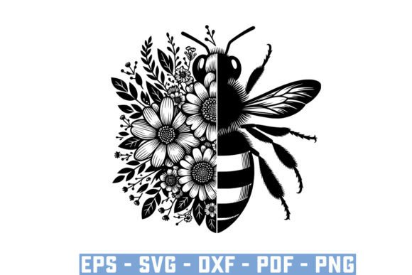 Download Gift Bee with Flowers Funny Vector Files - Vector files Collection