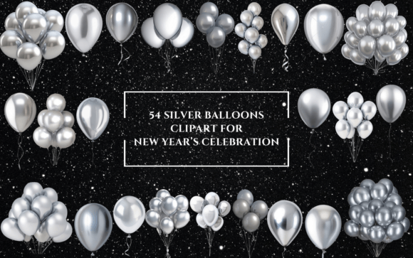 Download 54 Silver Balloon Clipart for New Year - Balloon clipart Collection