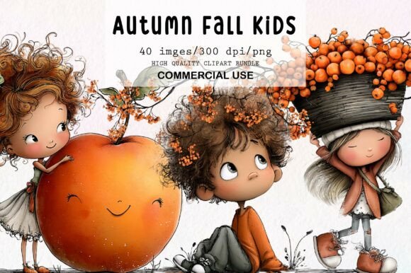 Download Whimsical Autumn Fall Kids Clipart - Fall Collection