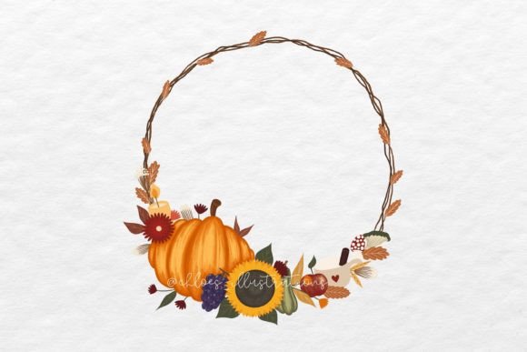 Download Floral Fall Autumn Wreath Crayon Drawing - Fall Collection