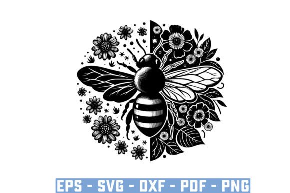 Download Gift Bee with Flowers Funny Vector Files - Vector files Collection