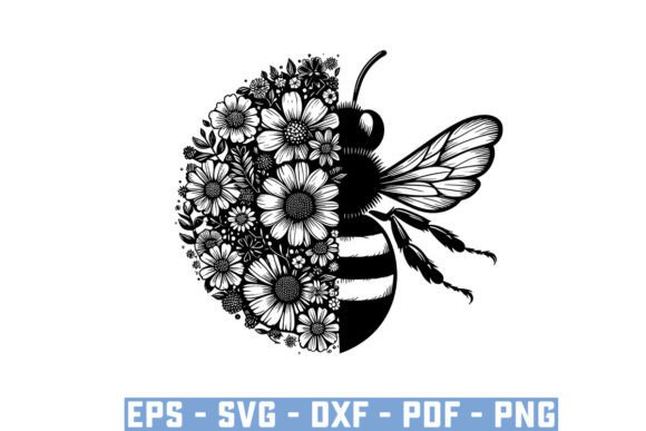 Download Gift Bee with Flowers Funny Vector Files - Vector files Collection