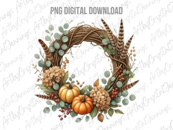 Download Fall Pumpkin Autumn Wreath Clipart PNG - Fall Collection