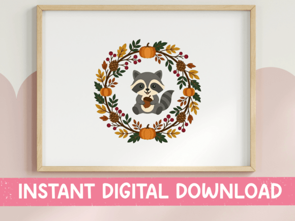 Download Fall Raccoon Autumn Wreath SVG PNG - Fall Collection